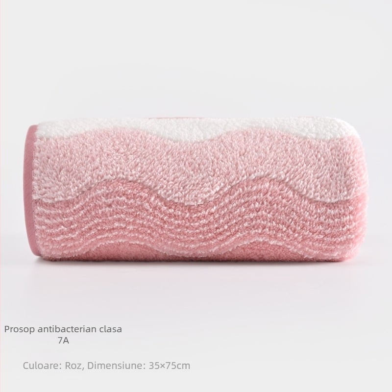 Prosop nou din coral fleece 7A, gros, moale și foarte absorbant, nu lasă scame, model valuri de apă, unisex
