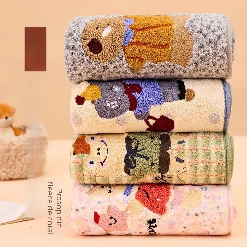 Prosop din fleece coral antibacterian 7A, absorbant, fără scame, grosime medie, 35x75 cm, pentru baie și față