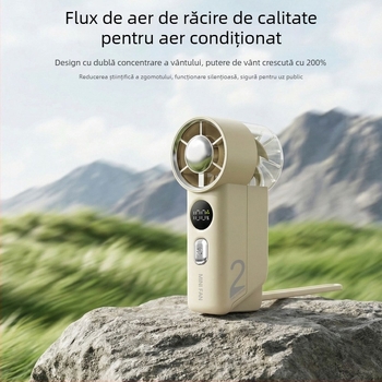 Ventilator mic de mână, silențios, reîncărcabil USB, portabil, 5 palete, motor fără perii, baterie încorporată 1200–2000mAh