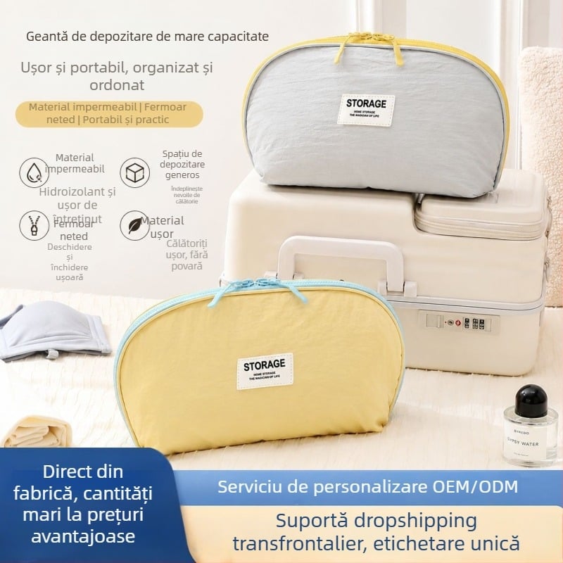 Geantă organizator de călătorie pentru lenjerie și șosete, capacitate mare, portabilă, impermeabilă, cu compartimente pentru lenjerie, șosete și articole de igienă