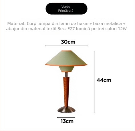 Lampa de birou din lemn masiv cu țesătură, în stil vintage, cu design inspirat de cărți, verde primăvară
