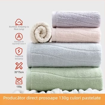 Prosop de față din 100% bumbac, Clasa A, bumbac Xinjiang cu fibră lungă, gros, foarte absorbant, gata pentru broderie