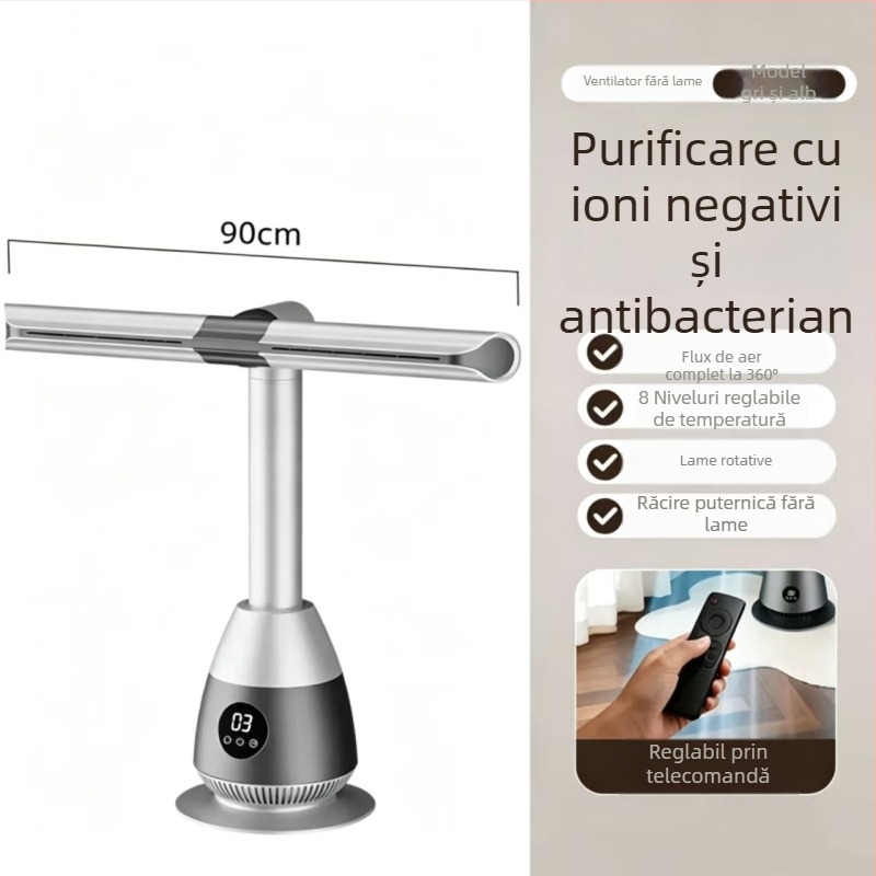 Ventilator electric fără lame pentru uz casnic, foarte silențios, rotativ la 360°, ventilator vertical de podea