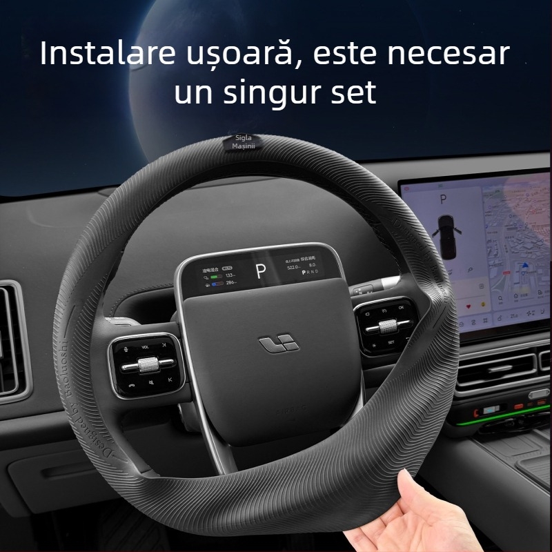 Husă pentru volan auto din silicon lichid de calitate alimentară, ultra-subțire, antiderapantă, rezistentă la praf și transpirație, universală pentru toate anotimpurile, culoare solidă
