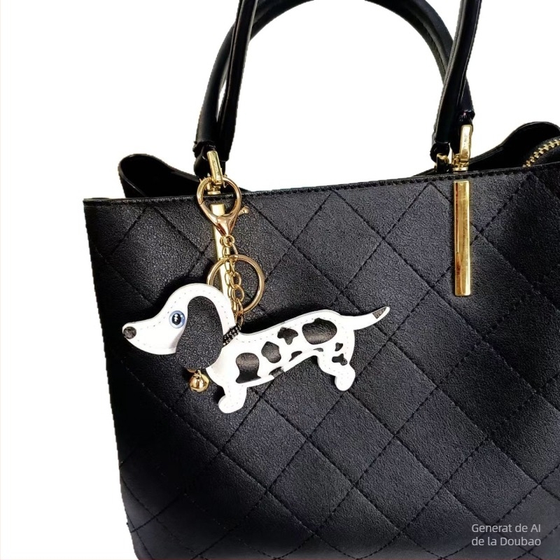 Pandantiv din piele pentru chei, în formă de dachshund miniatural