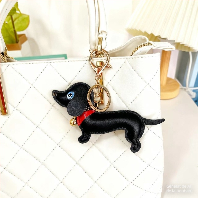 Pandantiv din piele pentru chei, în formă de dachshund miniatural