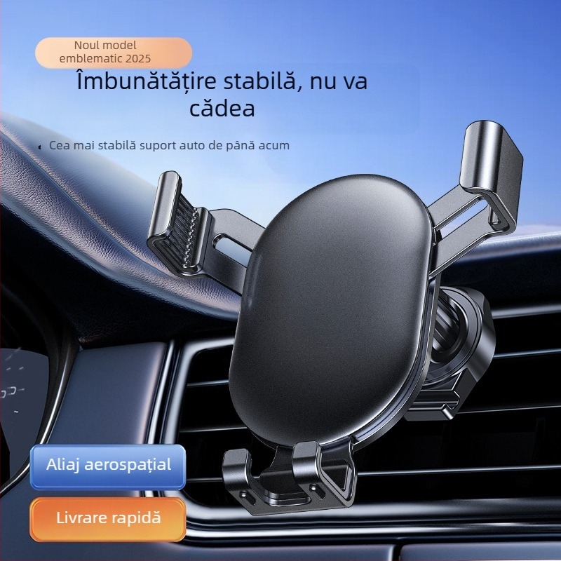 Suport pentru telefon pentru ventilarea mașinii, cu sprijin gravitațional și cârlig metalic – suport universal pentru navigație GPS (ABS + metal)