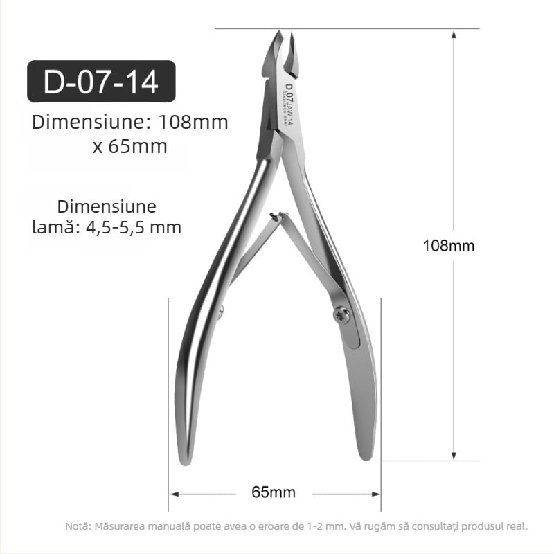 D07 Clește pentru cuticule, pedicură, lamă mică, instrument pentru îndepărtarea pielii moarte