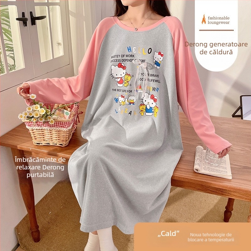 Pijamală de noapte din catifea cu dungi, stil coreean, pentru femei, mâneci lungi, croială lejeră, maternitate, lungime medie, toamnă-iarnă
