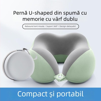 Perne de călătorie din spumă cu memorie, formă U, portabile pentru zbor, pliabile, pentru dormit pe burtă