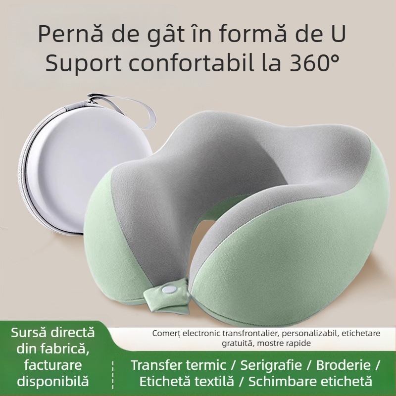 Perne de călătorie din spumă cu memorie, formă U, portabile pentru zbor, pliabile, pentru dormit pe burtă