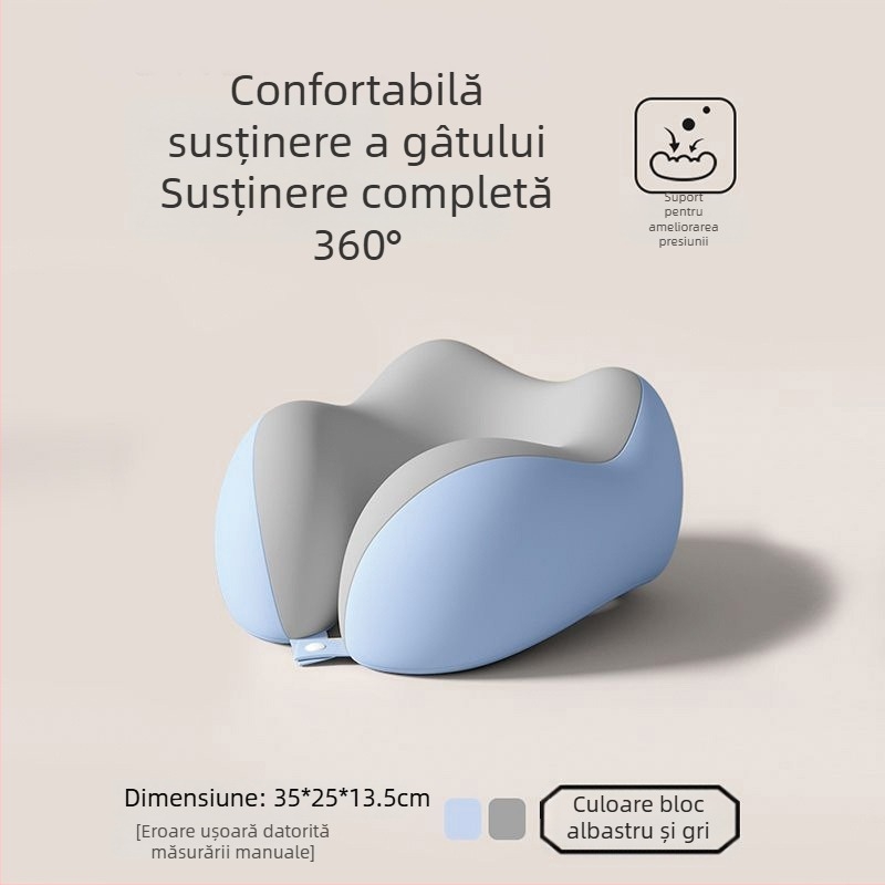 Perne de călătorie din spumă cu memorie, formă U, portabile pentru zbor, pliabile, pentru dormit pe burtă