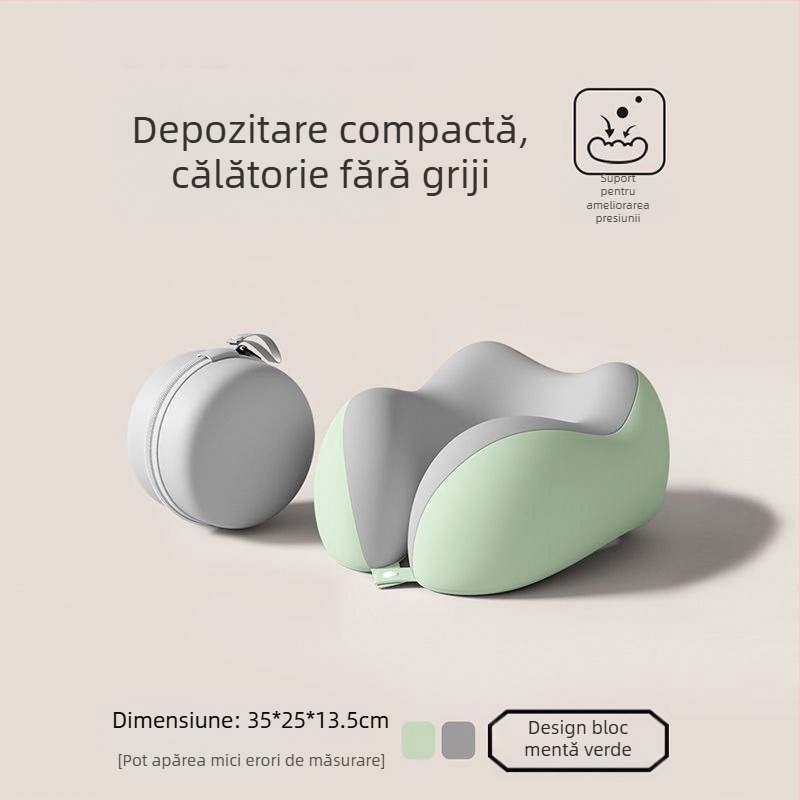 Perne de călătorie din spumă cu memorie, formă U, portabile pentru zbor, pliabile, pentru dormit pe burtă