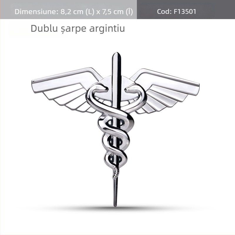Autocolant metalic Life Star cu șerpi dubli, insignă de ambulanță, decor lateral și posterior