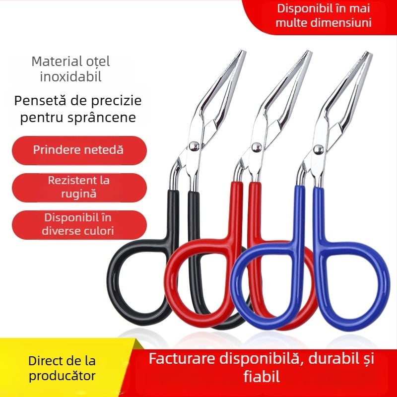 Pensete multifuncționale pentru sprâncene și pense pentru îndepărtarea părului, formă cioc, antiderapant, oțel inoxidabil 410