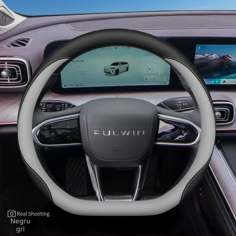 Husă de volan 2024 Chery Fengyun T10, antiderapantă, absorbantă pentru transpirație, piele naturală, ultra-subțire, universal pentru toate anotimpurile, diametrul 38 cm