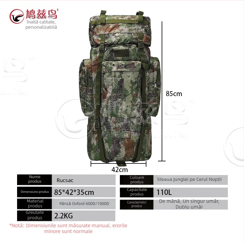 Rucsac tactic camuflat, impermeabil, capacitate mare, nylon 650D, pentru drumeții în aer liber