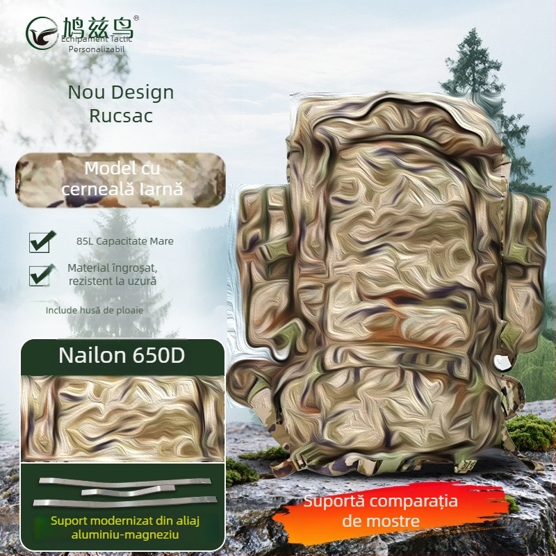 Rucsac tactic camuflat, impermeabil, capacitate mare, nylon 650D, pentru drumeții în aer liber
