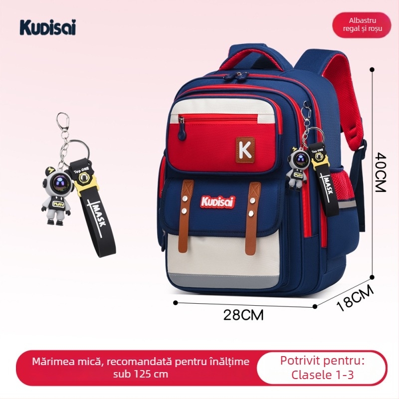 Rucsac nou în stil britanic pentru băieți din clasele 1–6, ușor, cu protecție pentru spate și capacitate mare