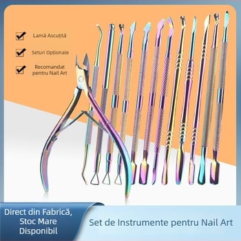 Set de unghii din oțel inoxidabil cu clește pentru cuticule și îndepărtarea pielii moarte