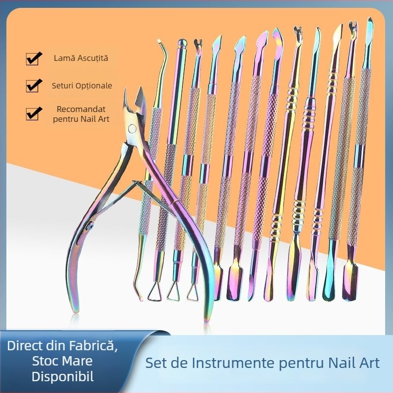 Set de unghii din oțel inoxidabil cu clește pentru cuticule și îndepărtarea pielii moarte