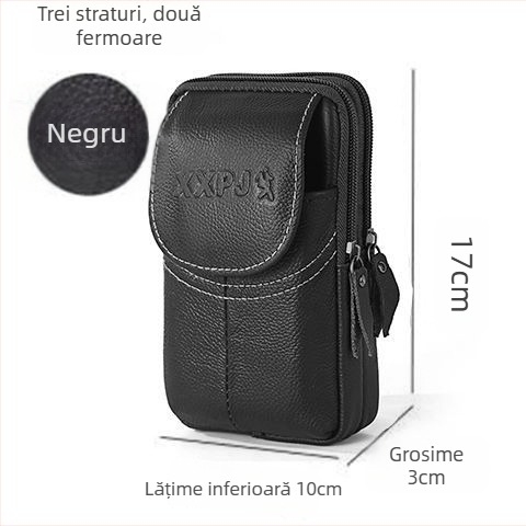 Geantă de talie din piele naturală pentru telefon, bărbați, multifuncțională, stil modern, piele de vițel, buzunar pentru monede, husă suspendată