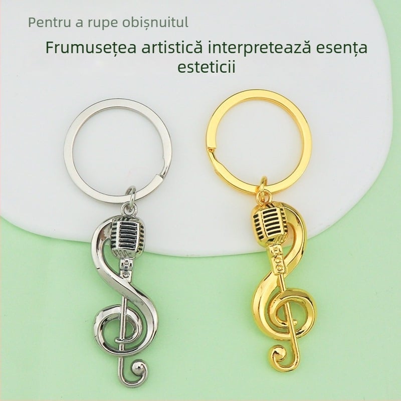Breloc metal cu notă muzicală – design modern, cadou elegant