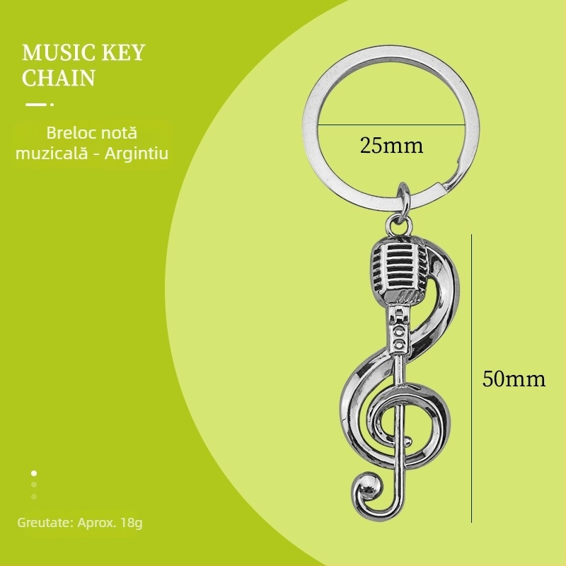 Breloc metal cu notă muzicală – design modern, cadou elegant