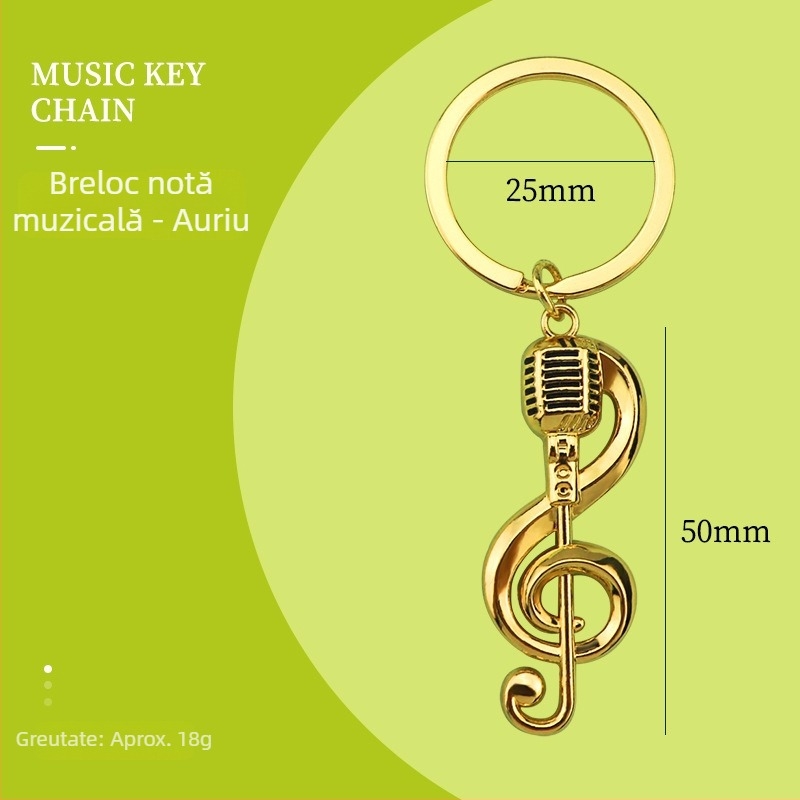 Breloc metal cu notă muzicală – design modern, cadou elegant