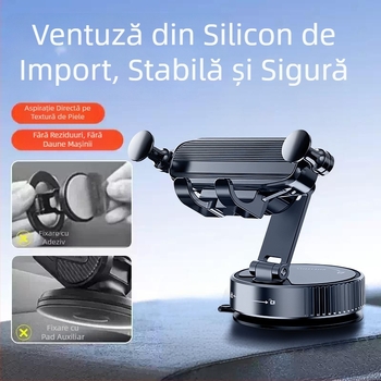 Suport auto pentru telefon 2026 cu ventuză pe consola centrală – suport cu gravitație anti vibrații