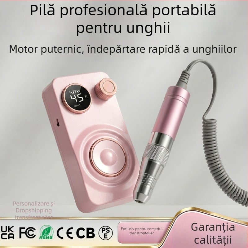Mașină de polisare a unghiilor pentru saloane și uz casnic, freză electrică pentru îndepărtarea pielii moarte, dispozitiv de manichiură reîncărcabil