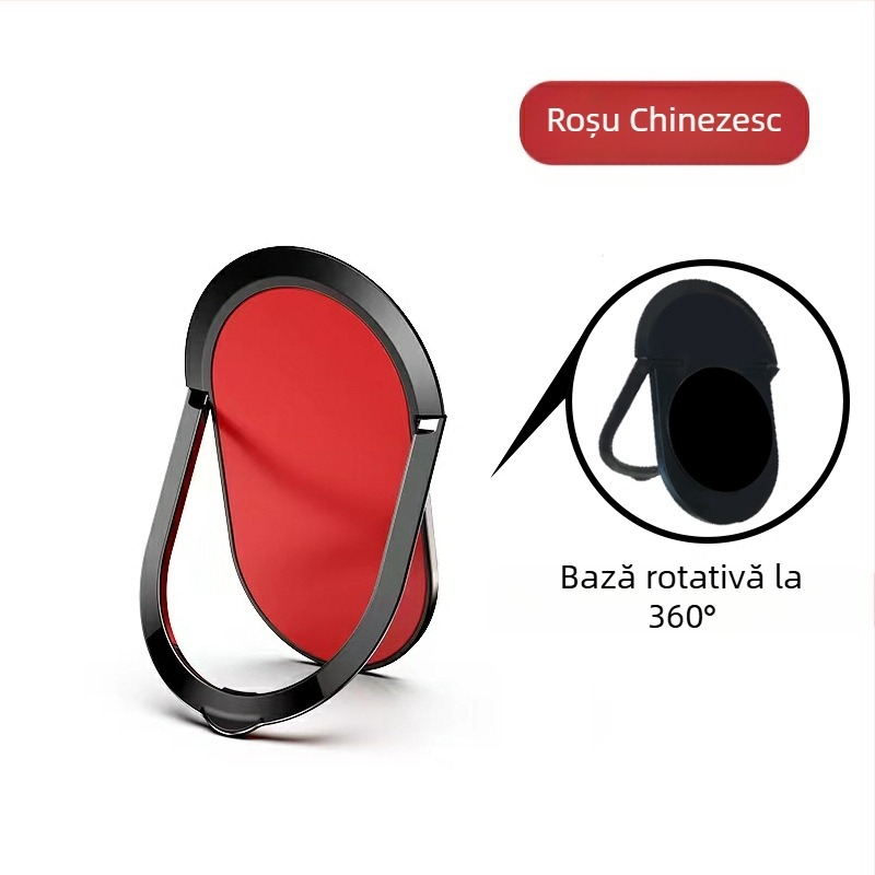 Suport universal pentru telefon cu inel, bază metalică compactă pliabilă, cu montaj prin adeziv, pentru mașină
