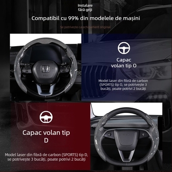 Husă universală pentru volan, model carbon-fibre, toate anotimpurile, diametrul 38 cm