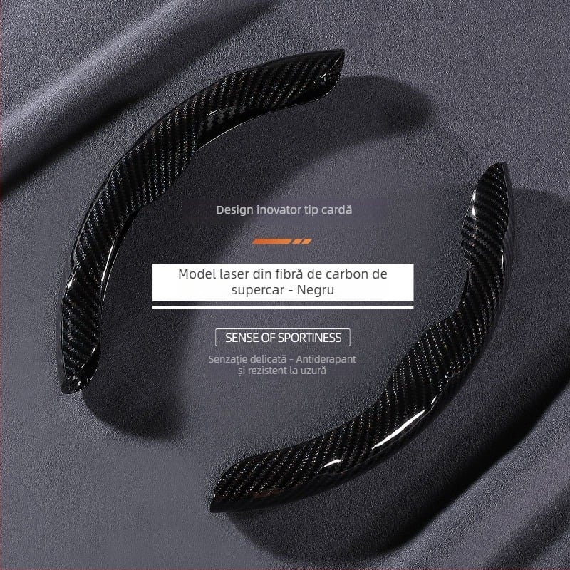 Husă universală pentru volan, model carbon-fibre, toate anotimpurile, diametrul 38 cm