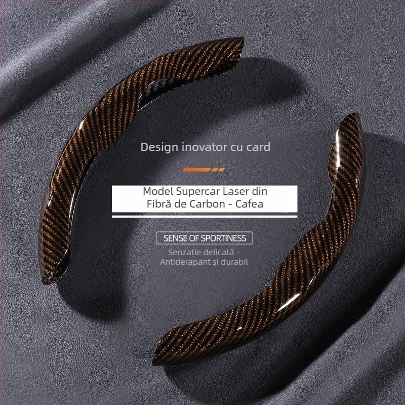 Husă universală pentru volan, model carbon-fibre, toate anotimpurile, diametrul 38 cm