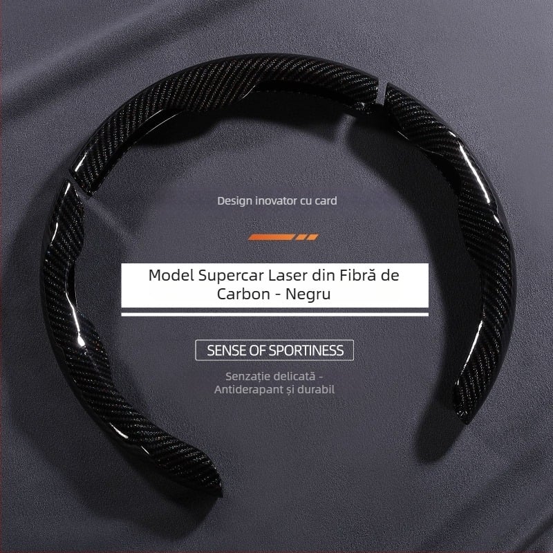 Husă universală pentru volan, model carbon-fibre, toate anotimpurile, diametrul 38 cm