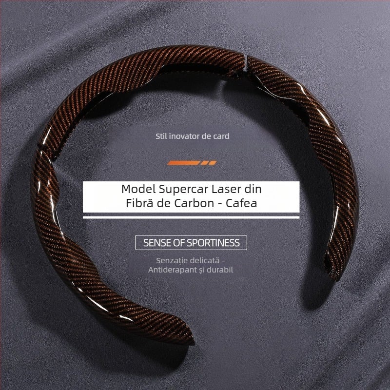 Husă universală pentru volan, model carbon-fibre, toate anotimpurile, diametrul 38 cm