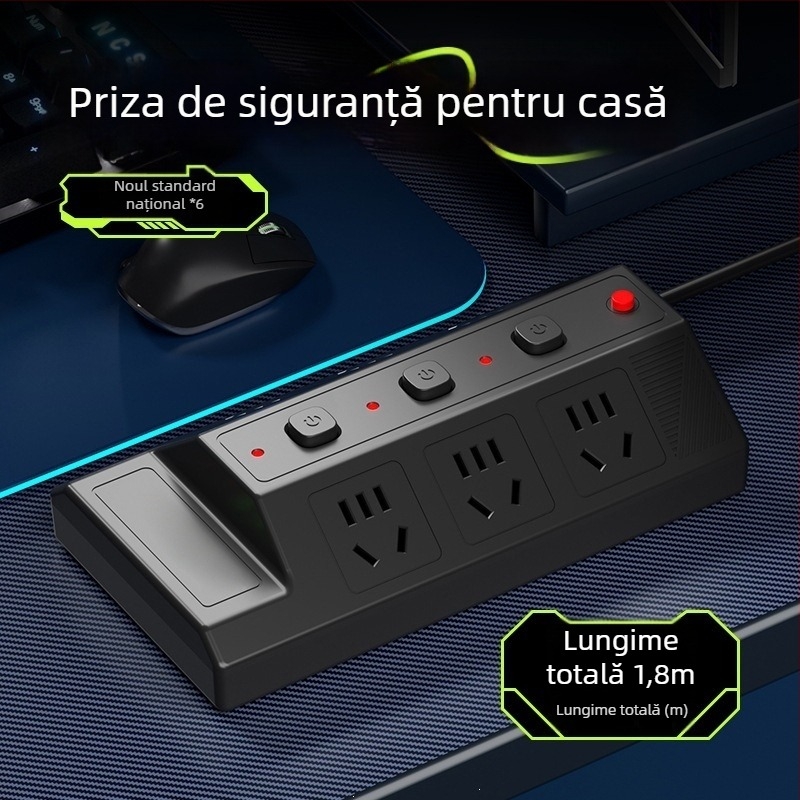 Priză USB multifuncțională cu 4 porturi USB și 2 porturi Type-C, extensie de birou pentru casă