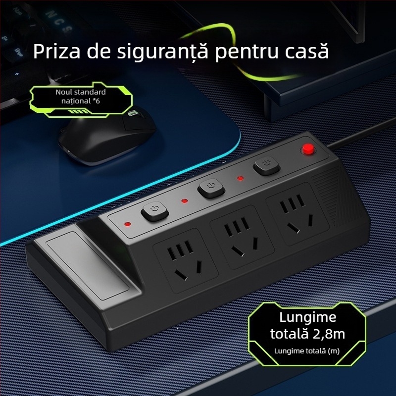 Priză USB multifuncțională cu 4 porturi USB și 2 porturi Type-C, extensie de birou pentru casă