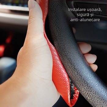 Husă de volan cu model din fibră de carbon, ultra-subțire, antiderapantă, universală pentru toate anotimpurile, formă în D, absorbantă de transpirație, accesorii interioare auto