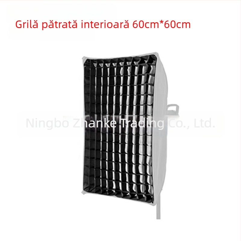 Softbox cu grilă pentru fotografie de studio, grilă octagonal-rectangulară cu model fagure, proiecție profundă, montaj rapid, difuzor de lumină și capac pentru bliț