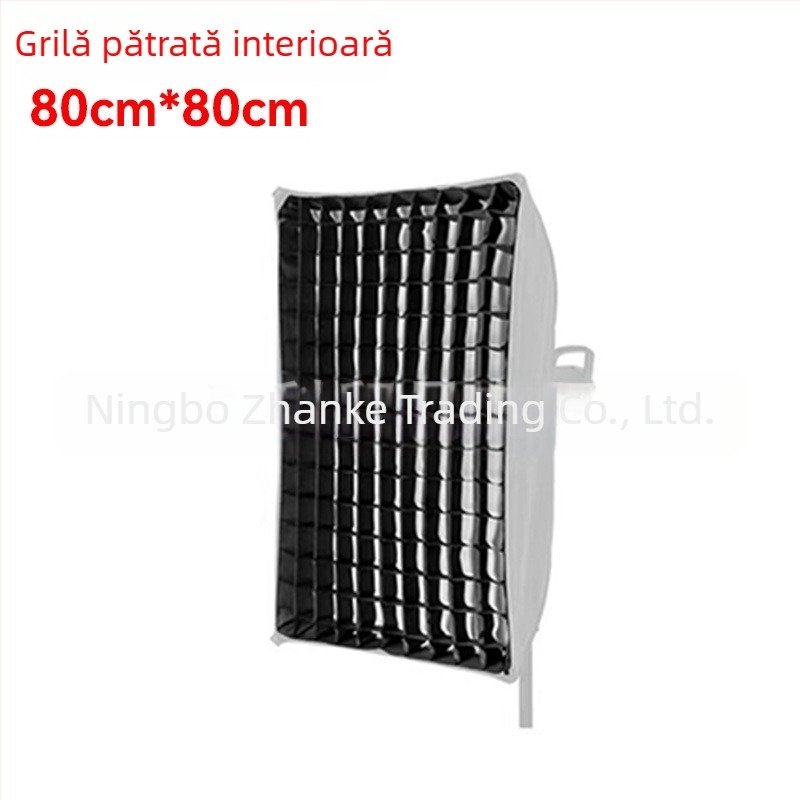 Softbox cu grilă pentru fotografie de studio, grilă octagonal-rectangulară cu model fagure, proiecție profundă, montaj rapid, difuzor de lumină și capac pentru bliț