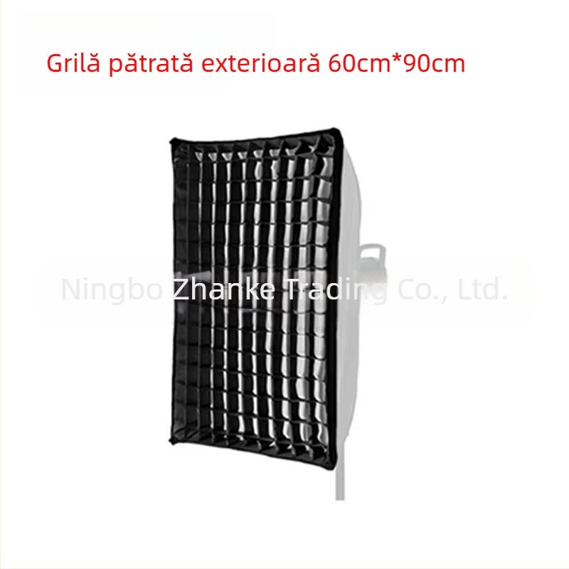 Softbox cu grilă pentru fotografie de studio, grilă octagonal-rectangulară cu model fagure, proiecție profundă, montaj rapid, difuzor de lumină și capac pentru bliț