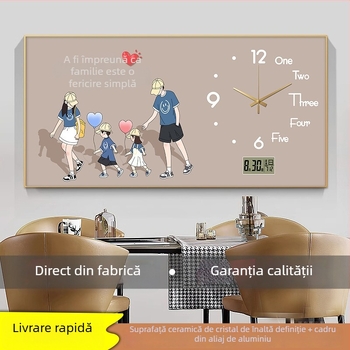 Tablou decorativ pentru dulapul de contoare electrice, stil modern-lux, montat pe perete, cu ceas și calendar perpetuu (orizontal)