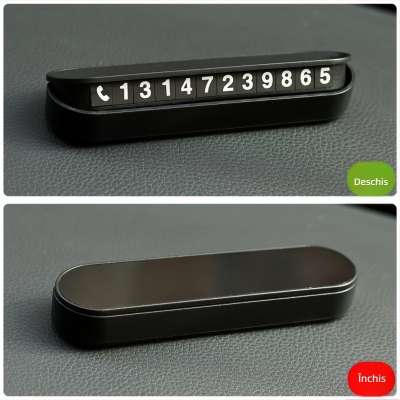 Pisicuță digitală alb-negru pentru mașină, placă cu număr de telefon mutabilă — drăguț, personalizat, placă temporară de parcare pentru interior