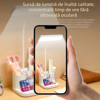Lampă LED de birou cu protecție pentru ochi, lampă de studiu compactă, reîncărcabilă, pentru cămin și dormitor, lampă de citit cu atingere