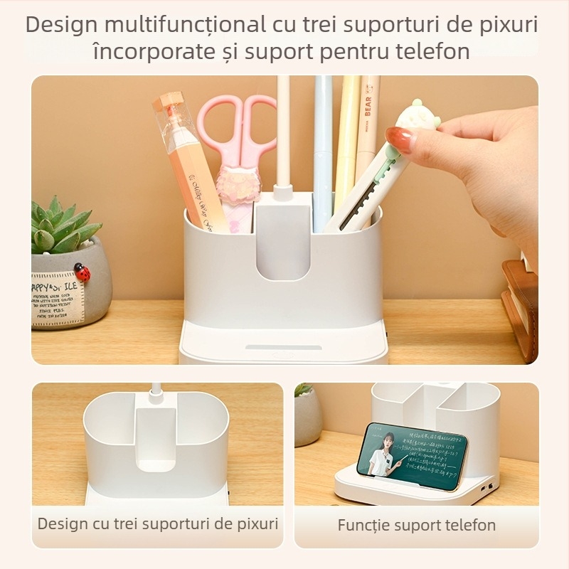 Lampă LED de birou cu protecție pentru ochi, lampă de studiu compactă, reîncărcabilă, pentru cămin și dormitor, lampă de citit cu atingere