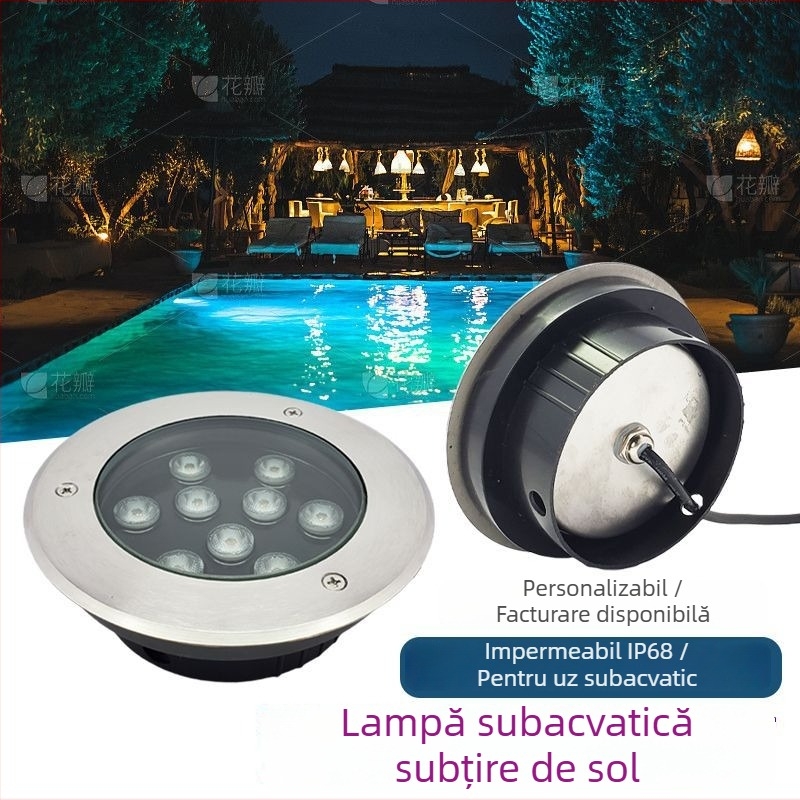 LED ultra-subțire exterior subacvatic iluminat încastrat, IP68 proiector pentru perete de piscină și peisaje acvatice
