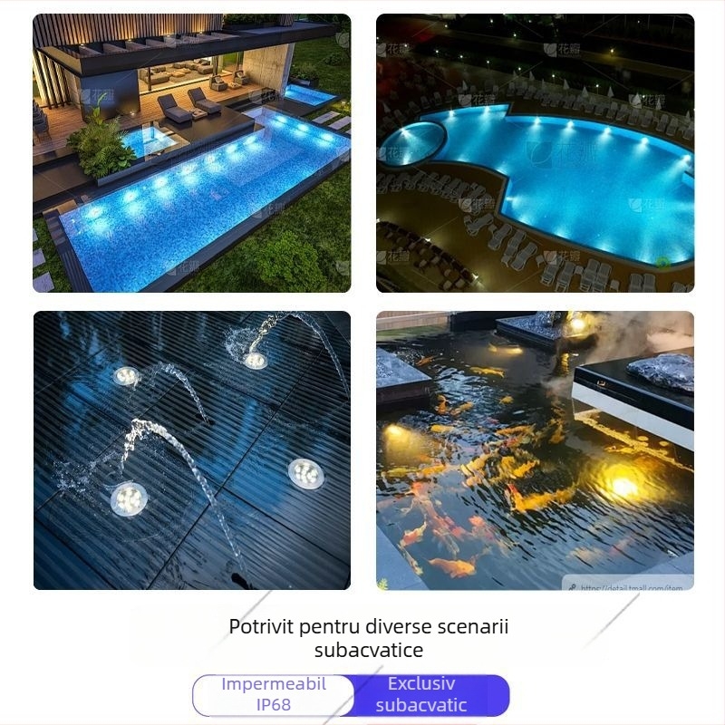 LED ultra-subțire exterior subacvatic iluminat încastrat, IP68 proiector pentru perete de piscină și peisaje acvatice