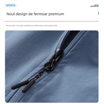 Geacă sport bărbați pentru primăvară-toamnă cu glugă, ușoară, uscare rapidă, pentru alergare, fitness și ciclism în aer liber.